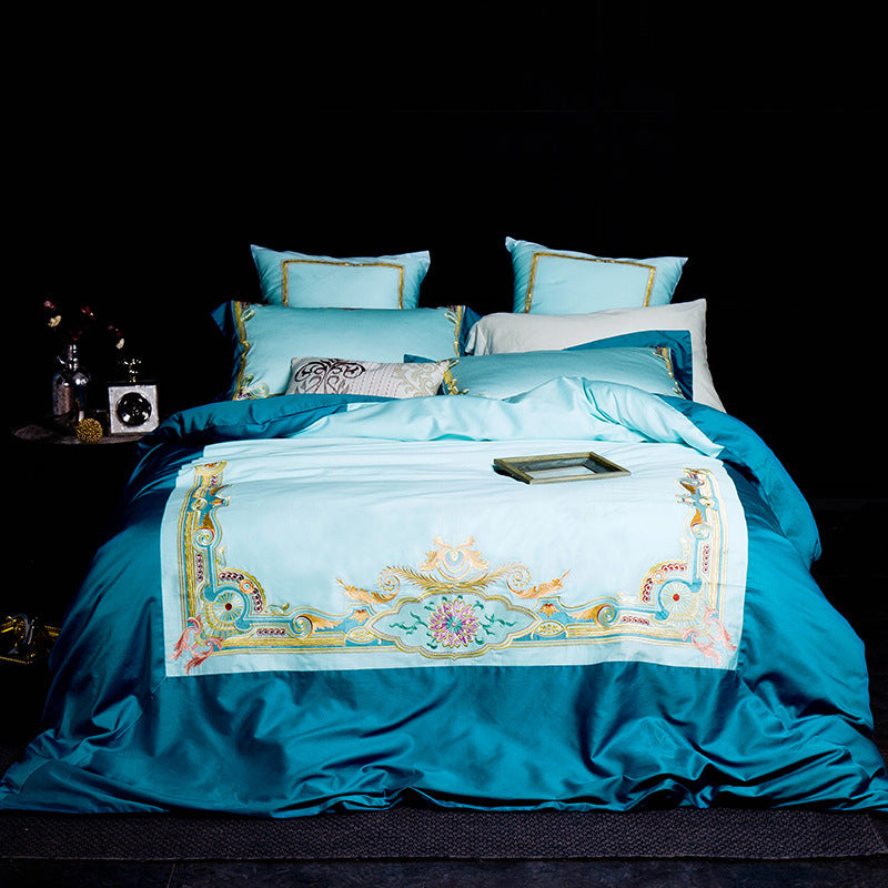 Blanket Simple solid color bedding with stitching embroidery