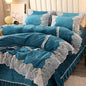 Blanket European Style Lace Warm Milk Velvet Four-piece Coral Velvet