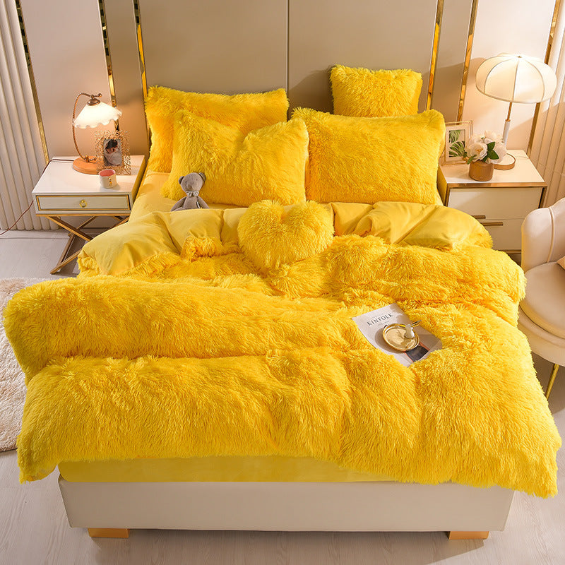 Blanket Plush Thickened Warm Mink Fur Four-piece Set