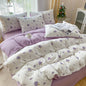 Blanket Soft Pastoral Style Double-layer Yarn Four-piece Bedding Set