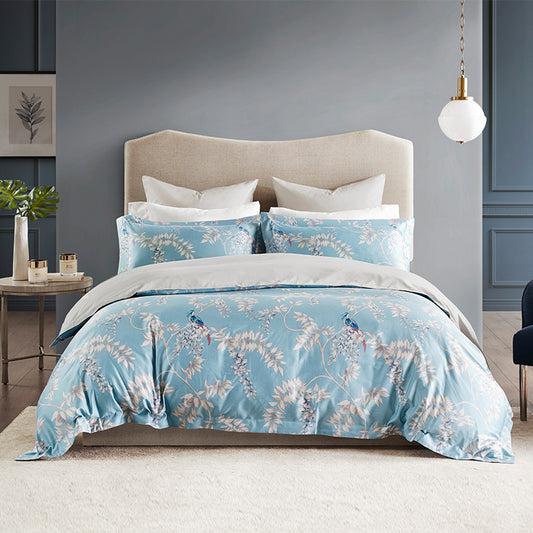 Blanket Four-piece set of long-staple cotton satin printed bedding