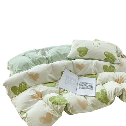 Blanket Soft Pastoral Style Double-layer Yarn Four-piece Bedding Set