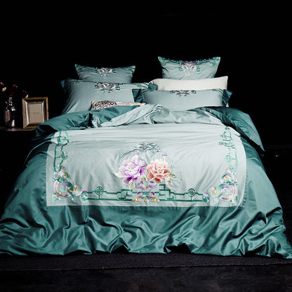 Blanket Simple solid color bedding with stitching embroidery