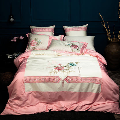 Blanket Simple solid color bedding with stitching embroidery