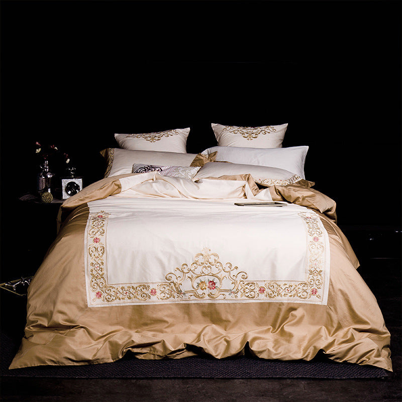 Blanket Simple solid color bedding with stitching embroidery