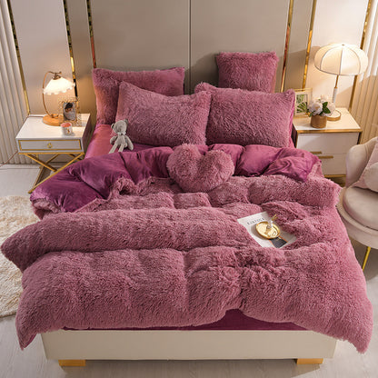 Blanket Plush Thickened Warm Mink Fur Four-piece Set