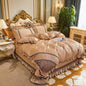 Blanket European Style Lace Warm Milk Velvet Four-piece Coral Velvet