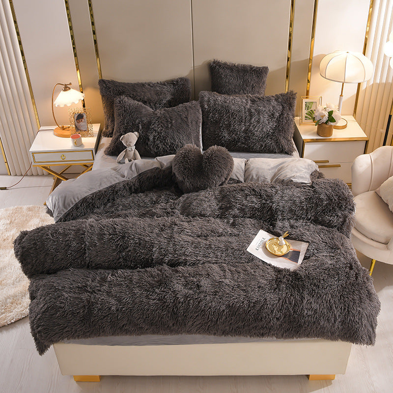 Blanket Plush Thickened Warm Mink Fur Four-piece Set