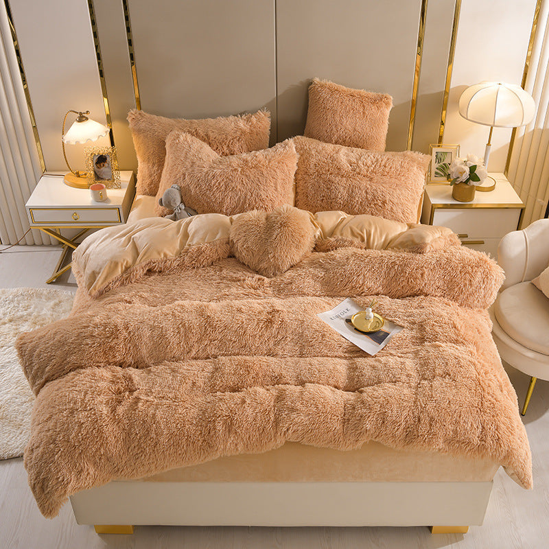 Blanket Plush Thickened Warm Mink Fur Four-piece Set