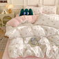 Blanket Soft Pastoral Style Double-layer Yarn Four-piece Bedding Set